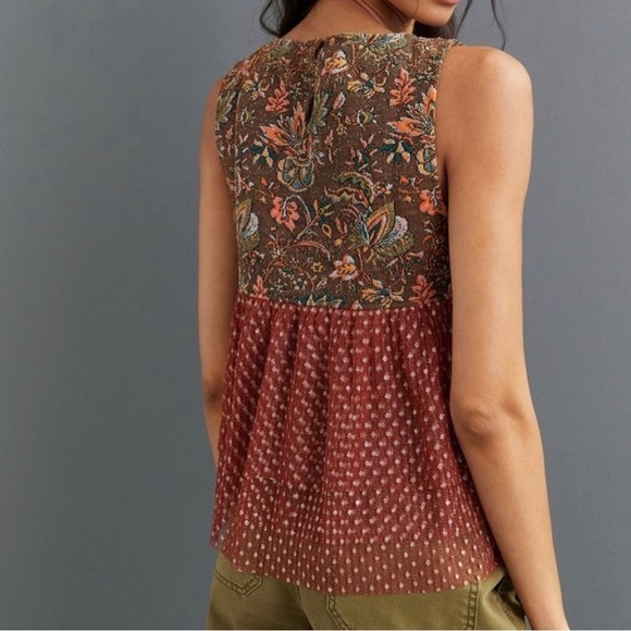 Anthropologie Eva Franco “Brown Motif” sleeveless top. NWT - Picture 3 of 9